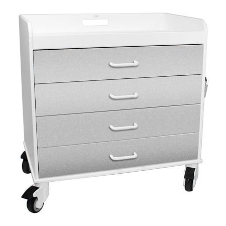 Trippnt Extra Wide Compact 4 Drawer Locking Cart, Silver Metallic, 27inW x 19inD x 27inH 51139